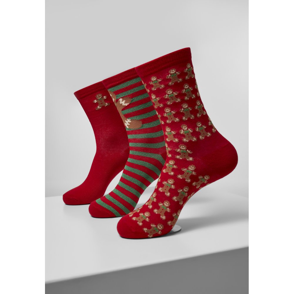 Urban Classics - Christmas Gingerbread Lurex 3-Pack Chaussettes - Multicolore